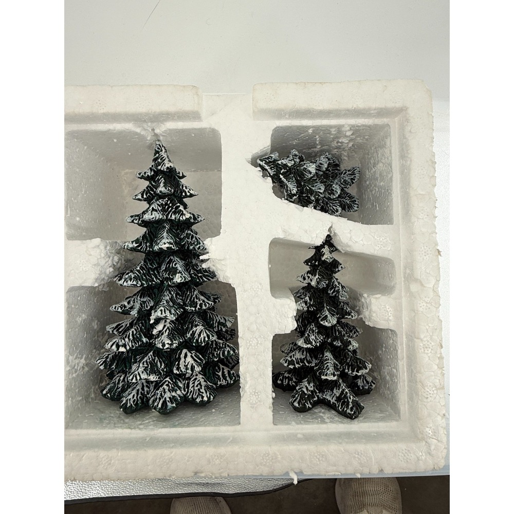 Department 56 Village Evergreen Trees Set of 3 Cold Cast Porcelain #5205-1